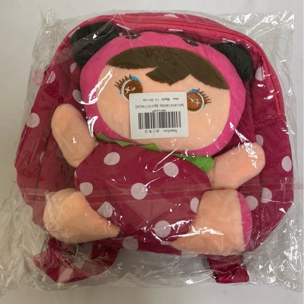 BACKPACK PINK WITH STUFFED DOLL ON BAG  NWT